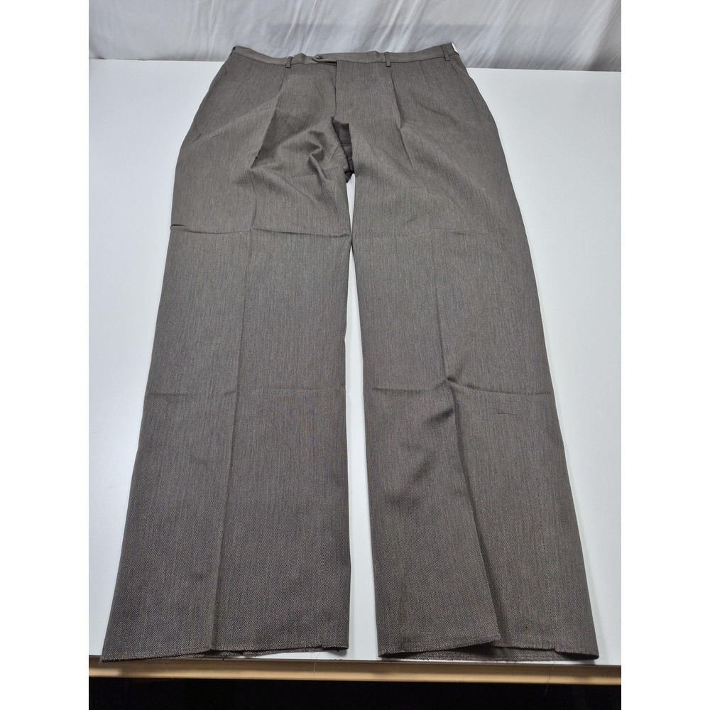 Majer Dress Pants Mens 44x37 Gray Cotton Pleated Straight Unhemmed NWT USA